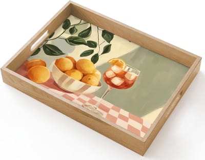 Houten Dienblad - Serveerschaal Tafelblad - Ontbijt op bed - Krasbestendig Hittebestendig - 40x30 cm - Citroenen
