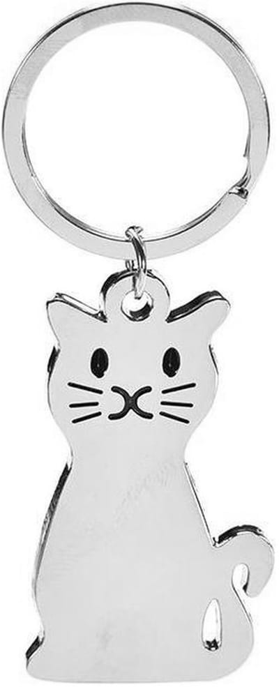 Fako Bijoux - Sleutelhanger Kat / Poes - Zilverkleurig