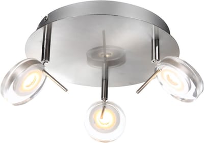 Spotrondell drie spots plafondlamp zwenkbaar woonkamerlamp modern, 3x LED 5W 375Lm warm wit, DxH 25x16 cm