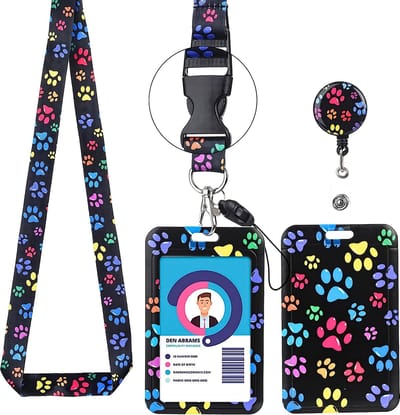 Afneembare Lanyard met Uittrekbare Badgehouder - Sleutelhanger Keycord met Clip - Trekkoord Badge Pashouder - Kaarthouder Keykoord - Intrekbare Houder voor Kaart/Sleutels - Universeel Telefoon/GSM Koord - Sleutelkoord/Nekkoord - Telefoonkoord Ketting