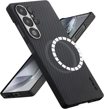 PITAKA MagEZ 6 Hoesje Geschikt voor Samsung Galaxy S25 Ultra - Compatibel met MagSafe / Qi2 - Back Cover 600D Aramidevezels - Ultra Dun - Zwart