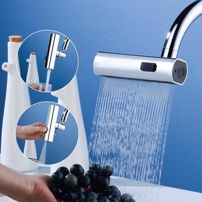 Verlengstuk voor keukenkraan, 360° draaibaar, 55/64 inch (22 mm) binnendraad, draaibare kraanbeluchter, 3 instelbare standen, sproeikop voor keukenkraan, vervangingsonderdeel FM22