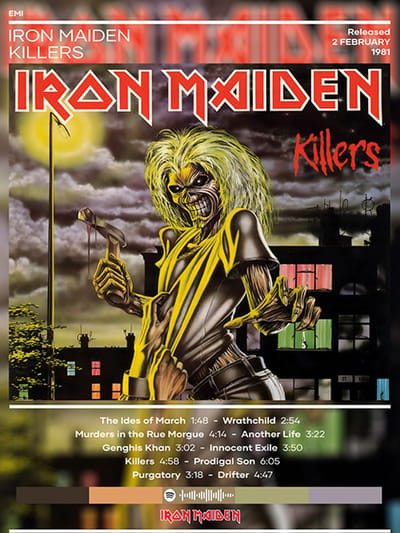 Signs-USA - Concert Sign - metaal - Iron Maiden - Killers - 20 x 30 cm