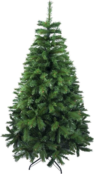NAVIDAD Kunstkerstboom extra gevuld met gecombineerde dubbele bladeren 150-240cm met metalen standaard (Groente, 210cm 960Tips)