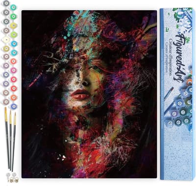 Figured'Art Schilderen op Nummer Volwassenen canvas Geschilderde vrouw - Handwerk acrylverf Kit DIY Compleet - 40x50cm zonder frame
