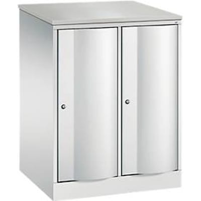 C+P Garderobekast Resisto, 2 vakken, 2 legborden, B 772 x D 640 x H 1077 mm, lichtgrijs