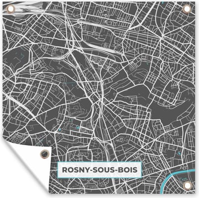 Tuin poster Rosny-sous-Bois - Frankrijk - Plattegrond - Kaart - Stadskaart - 200x200 cm - Tuindoek