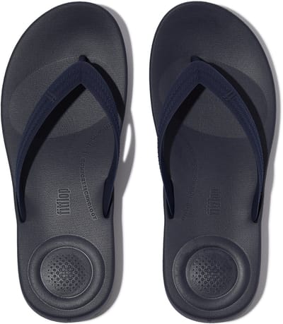 FitFlop Iqushion Mens Textured-Strap Flip-Flops Heren Slippers - Midnight Navy