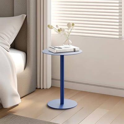 Moderne ronde bijzettafel voor binnen en buiten met dubbele metalen dienbladen - Ø 40 cm x 60 cm, zwart