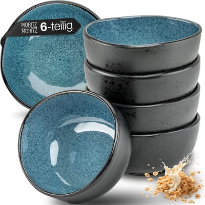 Moritz & Moritz ORGANIC Soepkommen Set - 6-delig Kommen - Ontbijtkommen - Keramiek - Blauw