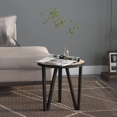 Bijzettafel Rond - Salontafel Tafel - Woonkamer Inrichten - Industriële Stijl - 35 cm Diameter - Sonoma Eiken