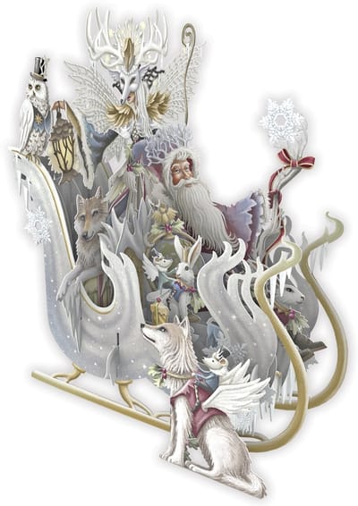 3D-Pop Up Wenskaart Snow Queen Sleigh - Laser gesneden kerstkaart