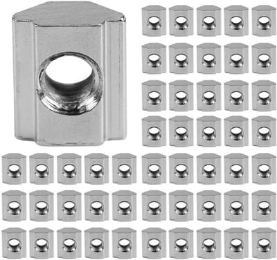 50 Stuks Aluminium Profiel Moeren, T-Slot Moeren, T-Nuts voor CNC Machines en Accessoires met Duidelijke Opbergdoos, Geschikt voor Europese Standaard 20-M5