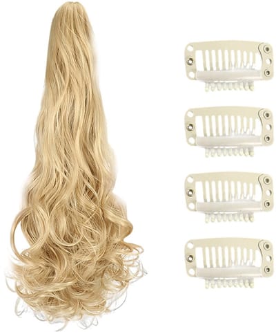 Dailygoods- Paardenstaart-pruik Lichtbruin - Clip-in Haarverlenging - 4 Stuks Haarclips - Hittebestendig Materiaal - Lang Golvend Haar - Natuurlijke Look - Haarpunt