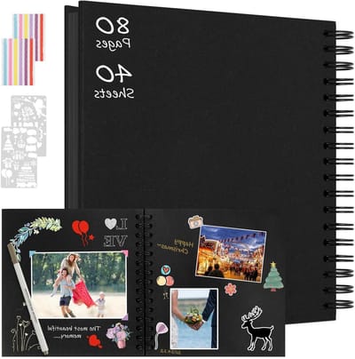 Fotoboek 24 x 24 cm, Spiral Scrapbook met 80 Pagina's, Perfect als Gastenboek voor Bruiloften, Verjaardagen en Feestdagen