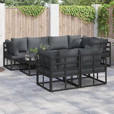 vidaXL - Tuinbank - Set - 7 - st - Zwart - Staal