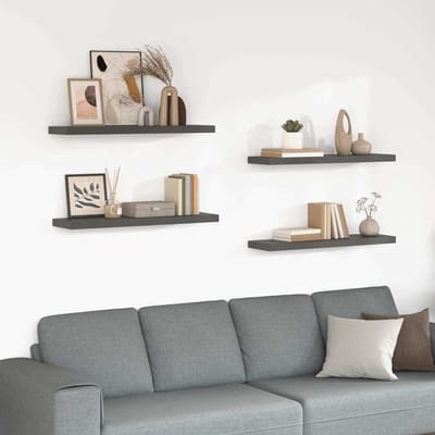 vidaXL - Wandschappen - zwevend - 4 - st - 90x23,5x3,8 - cm - MDF - hoogglans - grijs