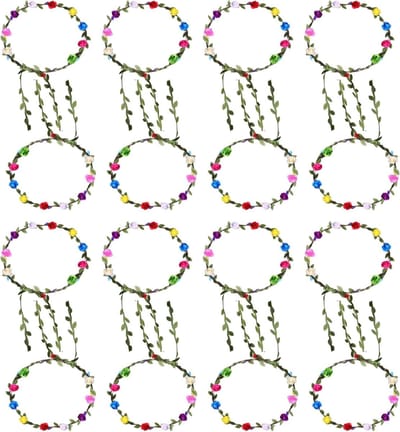 Bloemenkronen - Bloemenkransen hoofdband - Feestelijke aankleding - Veelkleurig design - 16 stuks - Veelkleurig