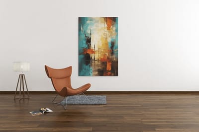 Canvas Schilderij - Abstract - Bruin - Blauw - Schilderij - Wall Art - 60x40x2 cm