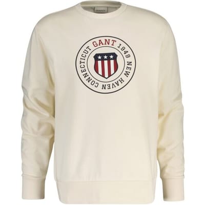 Gant Trui Graphic Crew Neck Sweatshirt Cream / male