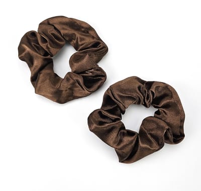 Set van 2 haarelastiekjes voor vrouwen, zijdezacht, elastisch, hoogwaardig satijnen paardenstaarthouder, voor lang, fijn en dik krullend haar, voor meisjes, bruin (Coffee)