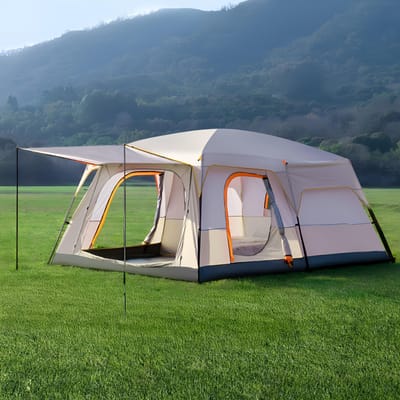 Tente Imperméable Automatique à Ouverture Rapide pour 4-6 Personnes, LOVEWE, Portable Anti-moustiques Crème Solaire Adaptée pour le Camping en Plein Air Quicksand golden 4-6 people gray