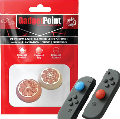 Gadgetpoint - Thumb Grips voor Nintendo Switch Joy-Con Controllers - Gaming Thumbgrips - Performance Anti-Slip Thumbsticks - Bescherming Accessoires - Fruit - Roze/Wit