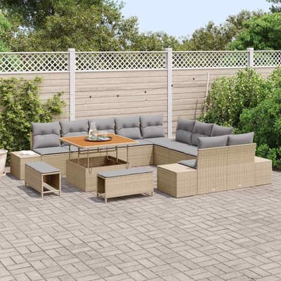 vidaXL - Tuinbank - Set - 13 - st - 12-Aantal - zitplaatsen - Beige - Poly - rattan