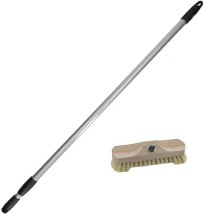 Sorex Houten schrobborstel - schrobber - Luiwagen - inclusief metalen telescoopsteel - zilver - 130 cm