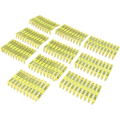 100 STUKS 001‑100 Nummer Plastic Veeoorbellen Geïntegreerde Kleurvaste Veeoorbellen voor Runderen Koeien Schapen Varkens Geiten yellow