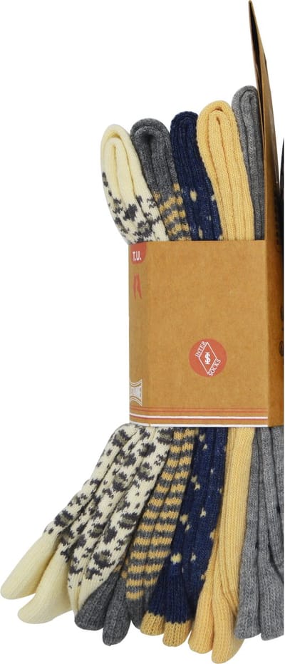 InterSocks - Damessokken - 5 paar - assortiment beige- 80% katoen- fantasie