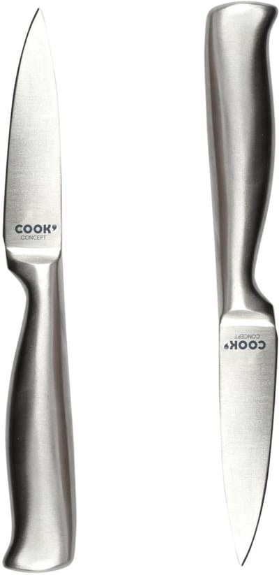 Cook Concept Keukenmes - 2x - inox - RVS - 8.5 cm - koksmes / keukenmes / schilmes / fruitmes