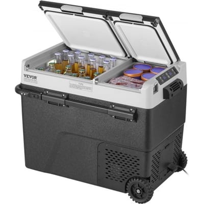 VEVOR Draagbare Autokoelkast, 12 Volt Autokoelkast, 58 L / 61,5 QT Draagbare Dual-Zone Vriezer, -20°C tot 20°C Instelbare Temperatuur, Compressor Koeler voor Thuis, Buiten, Kamperen