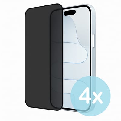 Privacy Screenprotector Geschikt voor iPhone 17 Air – Anti-Gluren – Krasbestendig Gehard Glas 9H – Volledige Dekking – 4-Pack – FuturiQ