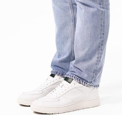 Manfield - Heren - Witte leren sneakers - Maat 40