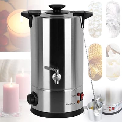 Wassmelter Kaarsen Maken - Wax Smelter Gietemmer - Kaarsen Gieten - Snelle Verwarming - 8 Liter - Zilver
