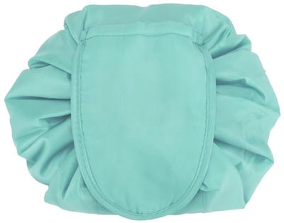Intirilife cosmeticatas in HEAVY BLUE - Ronde toilettas in één stap met trekkoord om samen te trekken met 2 binnenvakken met ritssluiting ideaal voor op reis - Voor het opbergen van make-up enz.