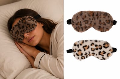 2x Dames Slaapmasker Pluche – Verduisterend Oogmasker – Zacht & Comfortabel – Luipaard/Panterprint – Voor Reizen & Slapen