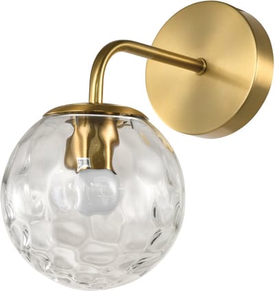 QUVIO Wandlamp - Ronde - Glazen Bol - Industrieel - Modern - Sfeerverlichting - E27 - Metaal - Glas - Wandlamp Binnen - Woonkamer - Slaapkamer - Hal - Gouden Wandlamp - Wandlampen Binnen - Design Verlichting