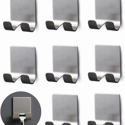 8pcs Shaver Holders - Razor Holder Hook Set - Multifunctionele, Zelfklevende RVS, Waterdichte Badkameraccessoire voor Douche, Scheren & Keukenorganisatie