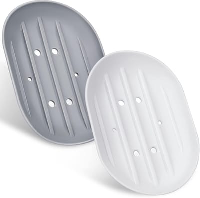 Siliconen Zeepdispenser Set van 2, Antislip Zeepbakje voor Badkamer en Keuken, Makkelijk Schoon te Maken en Houdt Zeep Droog en Schoon