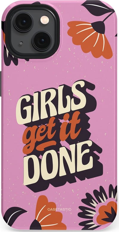 Casetastic hoesje geschikt voor Apple iPhone 13 - MagSafe - Dubbellaagse bescherming - Girls get it done - Fashion Case - Lila Donkergrijs Terracotta