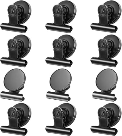 12 stuks Koelkast Magneten - 31×40mm - Zware Zwarte Magnetische Clips - Voor Kantoor en Huis - Geschikt voor Lijsten en Notities - Sterke Hechting op Metaal
