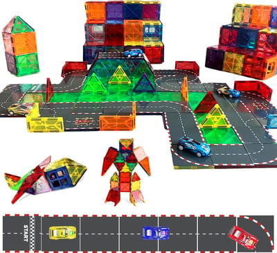 By Baboo® Magnetic Tiles - Auto's & Racebaan - Magnetische Tegels & Toppers - Magna Magnetisch Speelgoed Blokken Cadeau Jongens Meisjes - Formule 1 - Educatief Mind Montessori Kinderspeelgoed 3 Jaar, 4 jaar, 5 jaar, 6 jaar, 7 jaar, 8 jaar