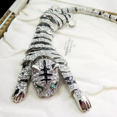 Barokke Luxe Groot Tijger Ontwerp Heren En Dames Broche Reversspeld Sieraden Kostuum Accessoires Bruiloft Vakantie Feest Koppels Cadeaus gray