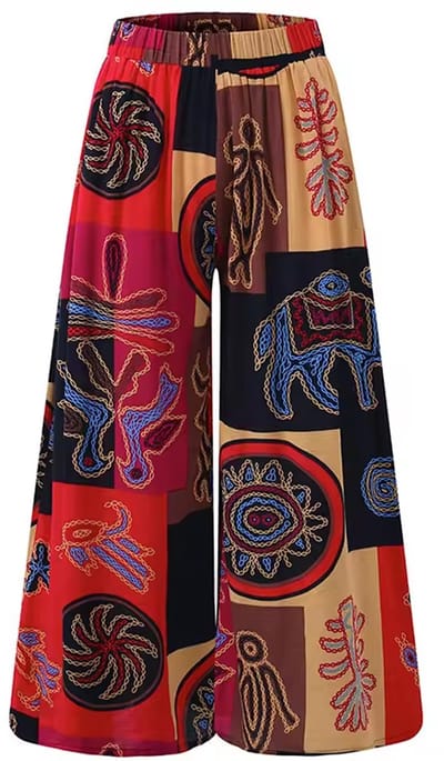 Bohemian Flared Dames Strandbroek - Wijd - Beggie Broek - Zomer - Rood