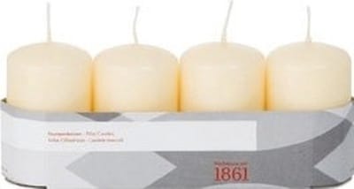 Trend Candles Cilinderkaarsen/stompkaarsen - set 4x - creme wit - 5 x 8 cm - 18 branduren