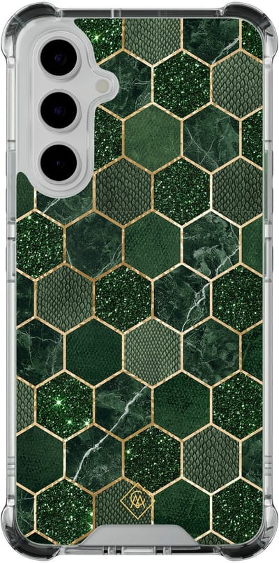Casimoda® hoesje - Geschikt voor Samsung Galaxy A54 - Kubus Groen - Shockproof case - Extra sterk - TPU/polycarbonaat - Groen, Transparant