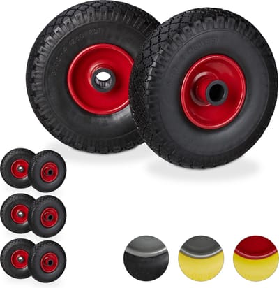 8x steekwagenwiel - set - stalen velg - anti lek - 25 mm as - 150 kg