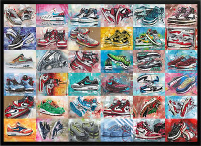Sneaker collection print 71x51 cm *ingelijst & gesigneerd